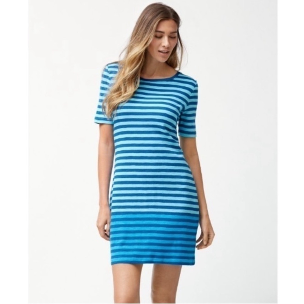 Tommy Bahama Juan the Line Blue Striped Short Sleeve T-shirt Dress